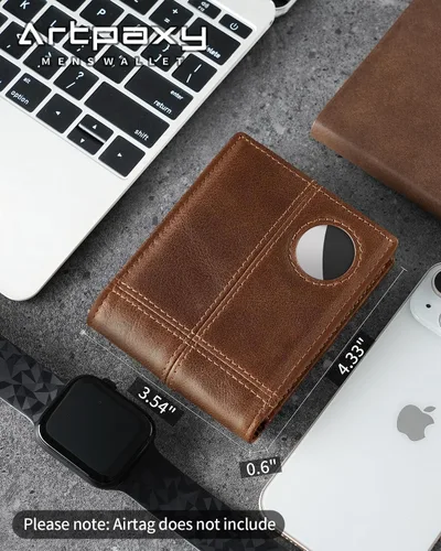 Miniatura 2 de Cartera con soporte AirTag, Marrón, Moderno