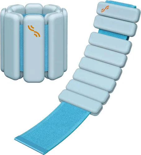 Sportneer Pesas de muñeca y tobillo para mujeres y hombres, 1 par (1 libra/2 libras cada uno), pulsera con peso ajustable de silicona para yoga,