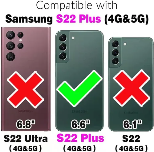 Miniatura 2 de Asuwish Funda de teléfono para Samsung Galaxy S22 Plus/S22+ con protector de pantalla de vidrio templado y tarjetero para tarjetas de crédito, Negro