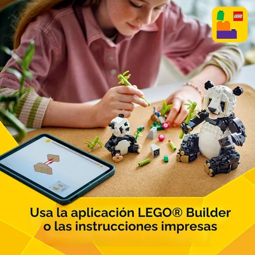 Miniatura 6 de LEGO Creator 3 en 1 Familia de Pandas Salvajes - Kit de Juguetes de Construcción para Niños con 3 Opciones de Construcción, Panda, Pingüino o Orca