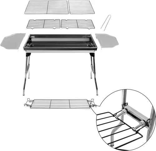 Miniatura 5 de Al aire libre Campling Refinado Estable Version-2.0 Barbacoa plegable portátil Barbacoa de carbón Estufa Shish Kebab Acero inoxidable BBQ Patio Fold