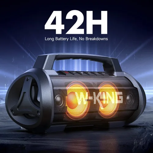 Miniatura 6 de W-KING Altavoz Bluetooth portátil con micrófono inalámbrico, 120 W pico 70 W RMS altavoces Bluetooth impermeables para exteriores, graves 110 dB, 42