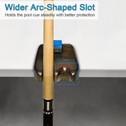 Miniatura 3 de Wood Pool Cue Holder Non-Slip Silicone Base Solid Wooden Construction Holds 2/3/4/5 Cues Weighted Metal Inside for Stability Billiard Accessory