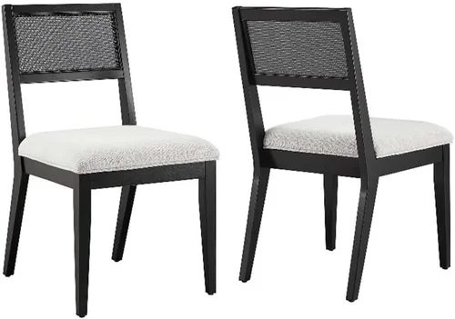 Modway Nimba - Juego de 2 sillas de comedor de madera en tejido jaspeado, color gris claro, sillas de cocina tapizadas con respaldo de ratán Tejido
