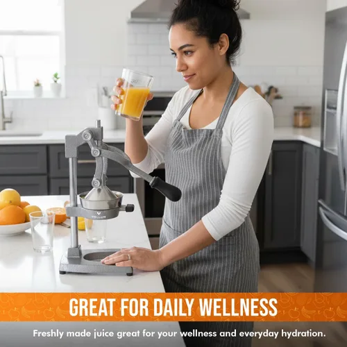 Miniatura 9 de Vollum Exprimidor manual de cítricos, exprimidor de cítricos de grado comercial, exprimidor de jugo de naranja para naranjas, limones, limas, acero