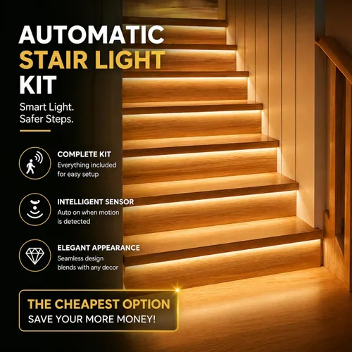 Miniatura 7 de ES32 Luces de paso con sensor de movimiento para interiores, tira de LED COB lineal blanca cálida de 3000 K para escaleras cortables de 4 pies, 20