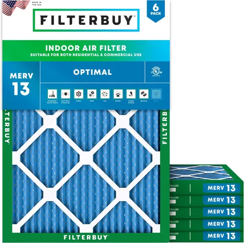 Filterbuy Filtro de aire MERV 13 de 8 x 14 x 1 pulgadas para defensa óptima contra el humo y la alergia (paquete de 6), repuesto de filtros