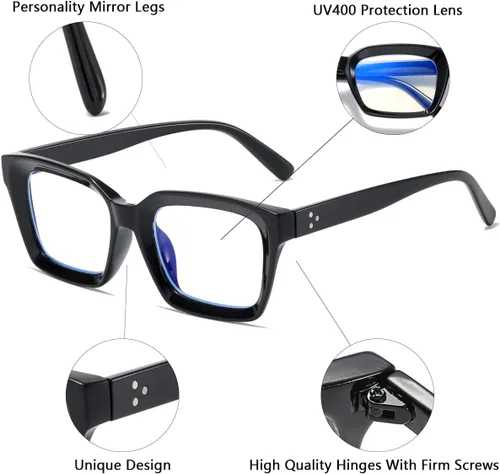 Miniatura 2 de Lentes de bloqueo de luz azul, para lectura en computadora, juegos, televisión, teléfonos, gafas para mujeres y hombres, marco cuadrado grueso 2105