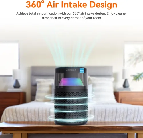 Miniatura 3 de AIRROMI Purificador de aire para mascotas para el hogar y el dormitorio, filtro de carbón activado HEPA, elimina la caspa y el olor de las mascotas