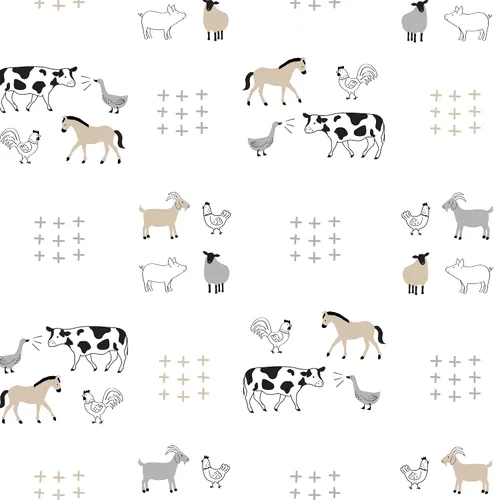 Miniatura 5 de Lambs & Ivy Baby Farm Animals - Sábana bajera ajustable para cuna, 100% algodón, color blanco Granja de bebés