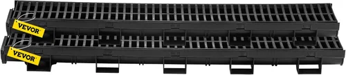 Miniatura 12 de VEVOR Sistema de Drenaje de Trinchera Paquete de 3, Drenaje de Canal con Rejilla de Plástico 5.7 x 3.1 pulgadas Zanja de Drenaje HDPE, Vía de Agua