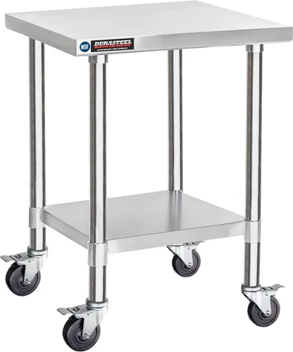 Miniatura 69 de DuraSteel Carrito de acero inoxidable NSF de 30 x 72 pulgadas, mesa de preparación de alimentos resistente con estante inferior, isla de cocina