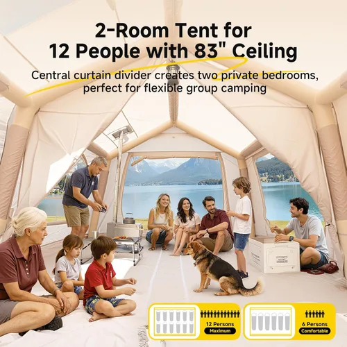 Miniatura 4 de Inflatable Blow Up Tents for Camping,Waterproof Oxford Hot Tent with Manual Pump,Spacious Easy Setup Inflatable Camping Air Tent for Family Glamping