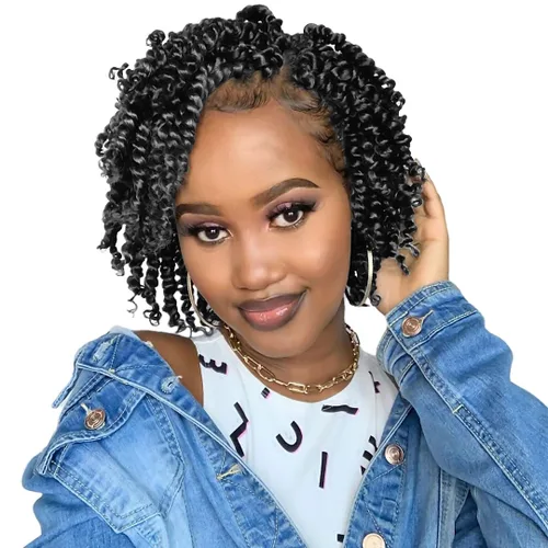 Miniatura 100 de BOHOBABE Cabello de Ganchillo Pre-retorcido Passion Twist de 14 Pulgadas Cabello Corto Ombré Gris Pre-enrollado de Ganchillo Passion Twist para Gris