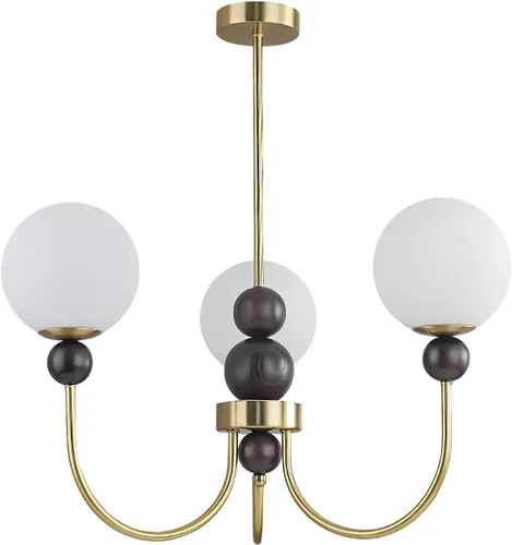BOKT Candelabros de cristal con forma de globo de mediados de siglo, moderna lámpara dorada para casa de campo, con barra ajustable, lámpara