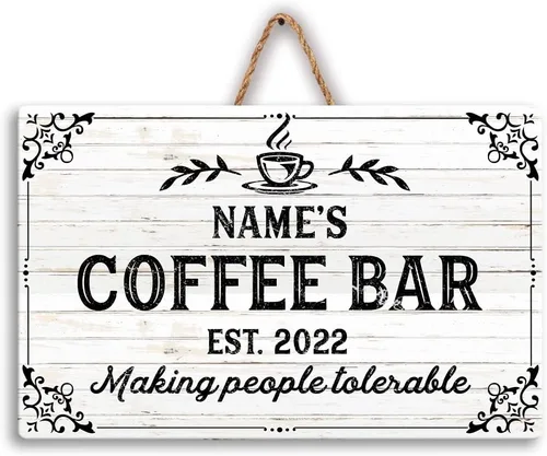 Miniatura 17 de Artsy Woodsy Letrero personalizado de madera para cafetería, placa de pared para decoración de cocina, regalos personalizados para amantes del café