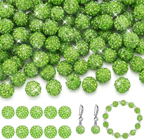 Miniatura 18 de Hicarer 120 cuentas de diamantes de imitación para pulseras, fabricación de bolígrafos de 0.394 pulgadas (0.394 in) de cristal brillante, arcilla
