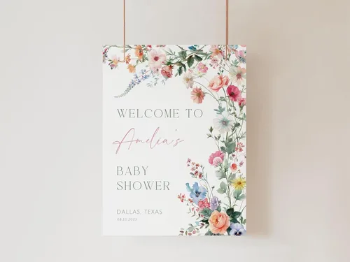 Miniatura 27 de Letrero de bienvenida personalizado de mariposa para baby shower, letrero de mariposa floral para baby shower, letrero con nombre personalizado