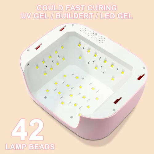 Miniatura 4 de LIMEGIRL Kit de Lámpara de Uñas LED UV para Esmalte en Gel Profesional Conjunto de Luz Secadora de Curado Rápido Rosa con 4 Temporizadores y Guantes