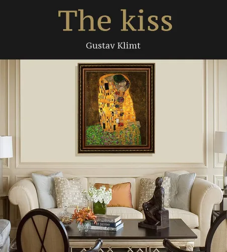 Miniatura 2 de ELITEART -El beso de Gustav Klimt Giclée impresiones en lienzo artístico, tamaño marcado: 20 3/16 pulgadas x 24 3/16 pulgadas