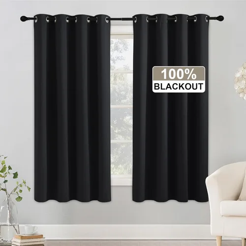 Miniatura 79 de RYB HOME Cortinas opacas de cocina de 36 pulgadas de largo, tratamiento de privacidad para ventanas pequeñas, aislamiento térmico, telón de fondo