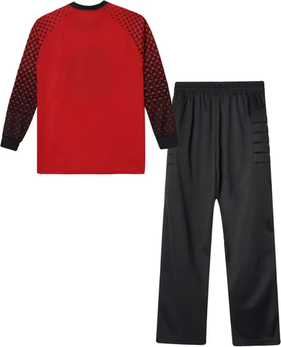 Miniatura 4 de TiaoBug Conjunto de camiseta y pantalones de fútbol acolchados para niños y niños, camisa de portero de manga larga, uniforme de entrenamiento