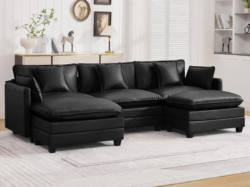 Miniatura 70 de Otomán de Sofá Moderno de Chenille Nube de 35'', Otomán Rectangular para Sofá Seccional Modular, Beige
