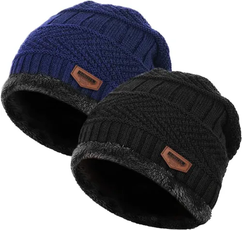 Miniatura 125 de Loritta Gorro de invierno cálido de punto grueso y holgado para hombre