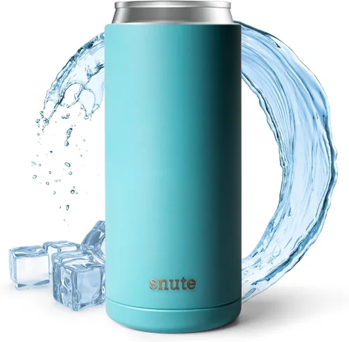 Miniatura 10 de Enfriador de latas para cerveza, refrescos, agua con gas, acero inoxidable aislado al vacío para latas de 12 onzas (rosa, delgado)