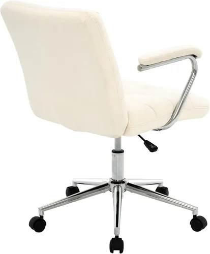 Miniatura 7 de Silla de escritorio de terciopelo para oficina en casa, silla tapizada ajustable giratoria con ruedas, silla de computadora copetada con respaldo