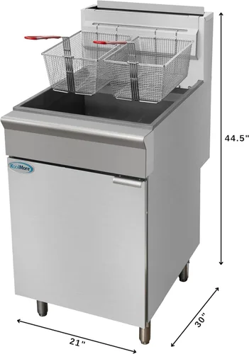 Miniatura 2 de KoolMore Freidora comercial de propano líquido de pie de 75 libras con 150,000 BTU en acero inoxidable, certificación ETL (KM-FDF75-LP)