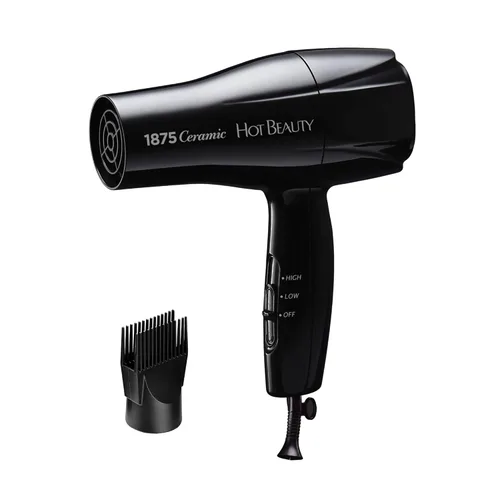 Secador de pelo cerámico de 1875 vatios Hot Beauty, potente y de secado rápido, con múltiples configuraciones con peine integrado, desenredante