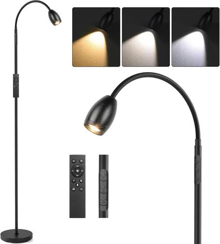 Miniatura 9 de Lámpara de pie de lectura, lámpara LED de 72 pulgadas de alto con cuello de cisne flexible, foco regulable con zoom, lámpara de pie de haz