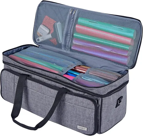 Miniatura 4 de HOMEST Estuche de transporte de doble capa con bolsillo para tapete para Cricut Maker 4, Explore 4, múltiples bolsillos frontales para accesorios