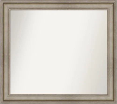Miniatura 171 de Amanti Art Espejo de baño plateado para sobre el fregadero, 26 x 26 pulgadas, espejo cuadrado de plata antigua, marco de madera tradicional mediano