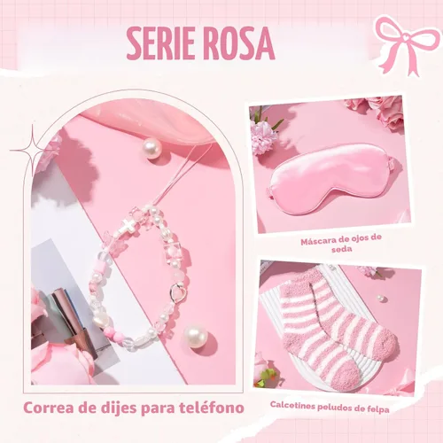 Miniatura 6 de Cestas de regalo para mujeres, 9 piezas de regalos de cumpleaños para niñas adolescentes, mejor caja de ideas de Navidad con estética de lazo Rosa