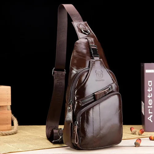 Miniatura 122 de LUKZIJAES Bolso bandolera de cuero genuino para hombre