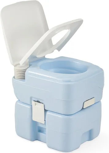 YITAHOME Inodoro portátil para acampar con cuenco ampliado diagonal, rociador de mano y bomba de descarga de presión, 5.28 pulgadas de ahorro de