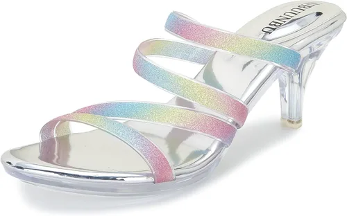 Miniatura 2 de NBUUNBU Tacones transparentes para mujer, tacones negros plateados, con plataforma pequeña, sandalias de tacón alto sexy, sandalias de tacón