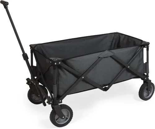 PICNIC TIME Adventure - Carro plegable plegable para exteriores, carrito portátil con ruedas, carrito todo terreno con cubierta de almacenamiento y