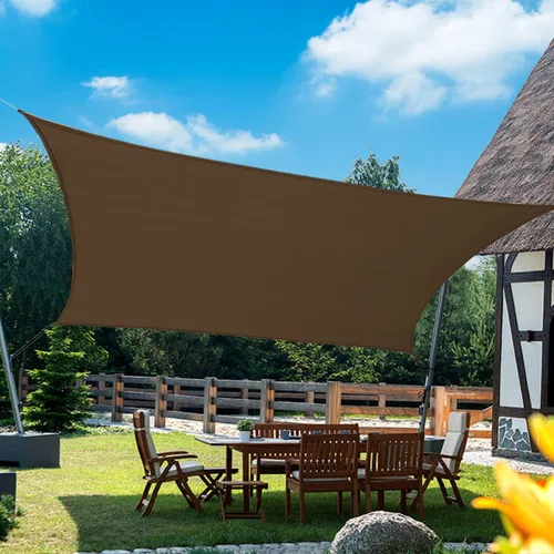 KANAGAWA - Toldo rectangular tipo vela, parasol de tela que bloquea rayos UV para exteriores, patio y jardín, 8x10 pies, marrón