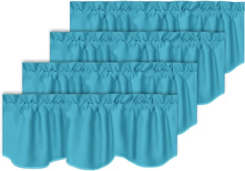 Miniatura 36 de Turquoize - Cenefa opaca para ventanas de cocina/baño/sala de estar/dormitorio con aislamiento térmico, cenefa festoneada con bolsillo para Aqua