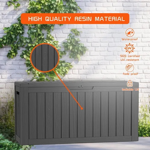 Miniatura 4 de DRATO Caja de cubierta de 80 galones, caja de almacenamiento al aire libre para muebles de patio, cojines de patio, herramientas de jardinería, Negro