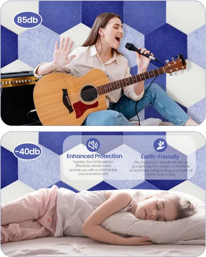 Miniatura 3 de Tablero de anuncios hexagonal grande de fieltro de 36 x 24 pulgadas, tablero de corcho alternativo, paquete de 8 azulejos de pared de fieltro negro