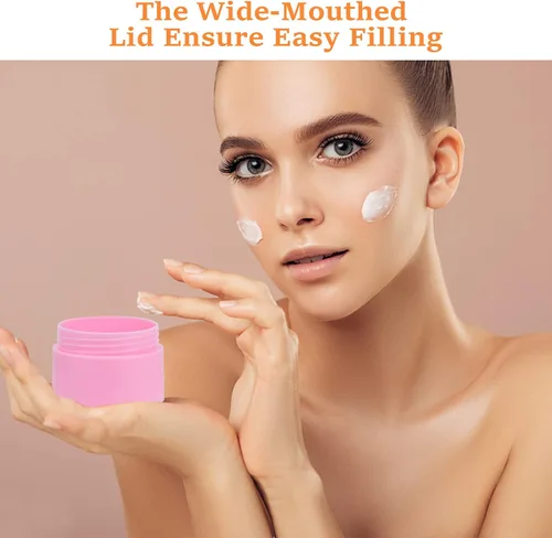 Miniatura 7 de Recipiente de plástico blanco para loción con forros interiores y tapas de cúpula para maquillaje, cosméticos, cremas, lociones, almacenamiento Rosa