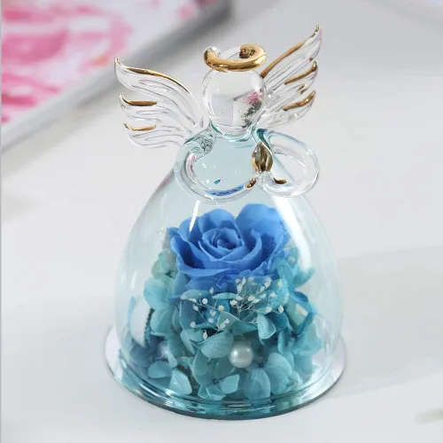 Miniatura 5 de ANLUNOB - Flores preservadas, regalos de cumpleaños y Navidad para mujeres, ángeles con bonitas rosas azules para regalos de boda y Acción de Gracias