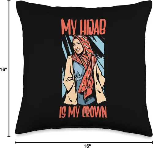 Miniatura 4 de My Hijab Is My Crown Islamic Muslim Women Gift My Hijab is My Crown Religión Islámica Almohada de mujer musulmana, 16 x 16 pulgadas, multicolor