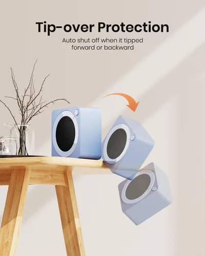 Miniatura 4 de Gaiatop Mini calentador de espacio, ligero PTC de cerámica de calentamiento rápido, 500 W, eficiencia energética para uso en interiores, Azul