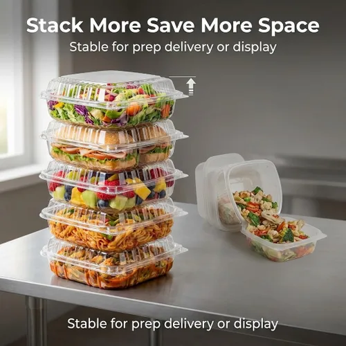 Miniatura 7 de Mr Miracle - Envases de almeja de plástico transparente desechables, resistentes a fugas y duraderos para entregas como Uber Eats, ideales