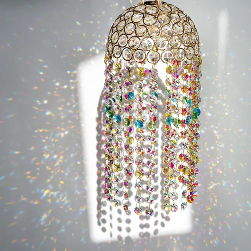 Miniatura 3 de Atrapasueños de Cristal para Ventana Colgante Campanilla de Viento Jardín Porche Hogar Boda Fiesta Fabricante de Arco Iris Perlas de Cristal
